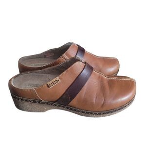 Pikolinos Granada Leather Clogs Women's Size 38 US 7.5 - 8 Brandy Casual Comfort